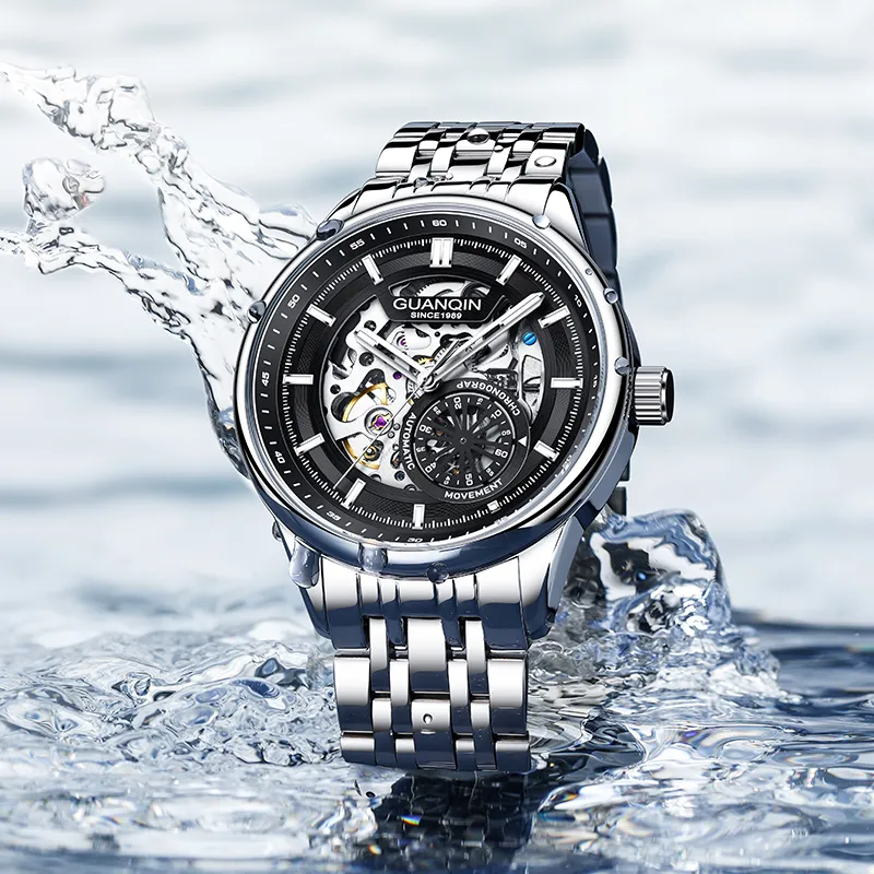 GUANQIN Spacetime Shuttle Automatic Mechanical Movement Stainless Steel Watchband Watch Men's Watches Blue Dial-19