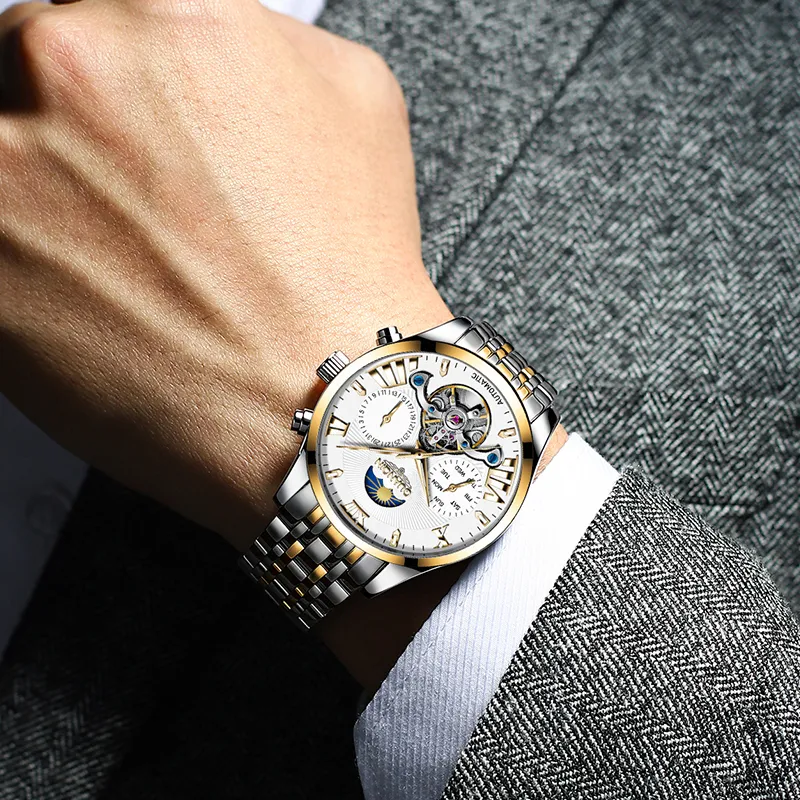 GUANQIN Ruidong Collection Automatic Mechanical Movement Steel Strap Watch Men's Watches White Dial-29