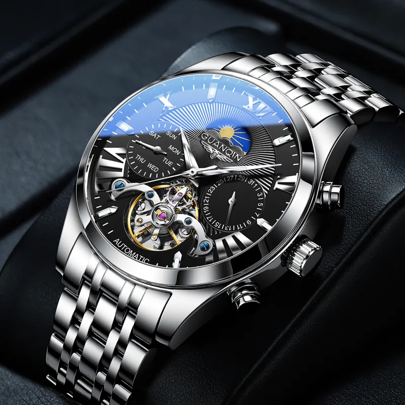 GUANQIN Ruidong Collection Automatic Mechanical Movement Steel Strap Watch Men's Watches White Dial-13