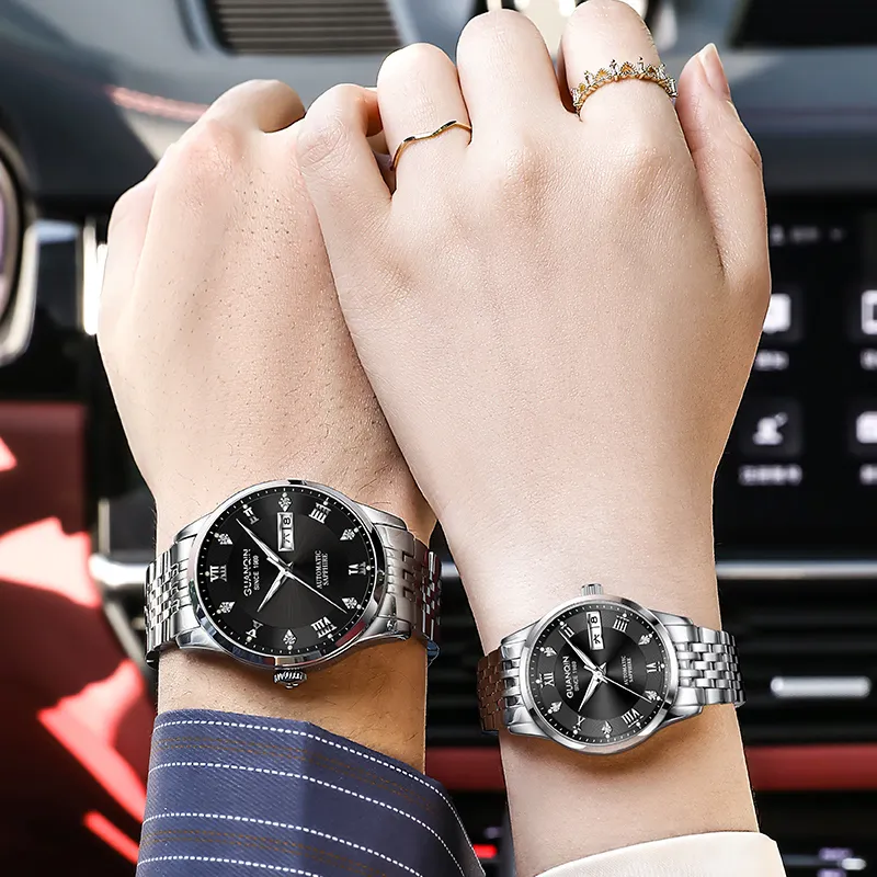 GUANQIN Beloved Collection Automatic Mechanical Movement Stainless Steel Watchband Watch Unisex White Dial-16