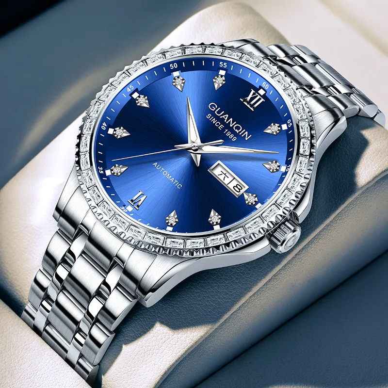 GUANQIN Automatic Mechanical Movement Stainless Steel Watchband Watch Men's Watches Black Dial-20