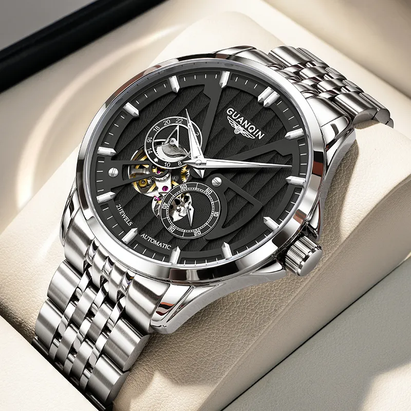 GUANQIN Super Player Collection Automatic Mechanical Movement Stainless Steel Watchband Watch Men's Watches Black Dial-1