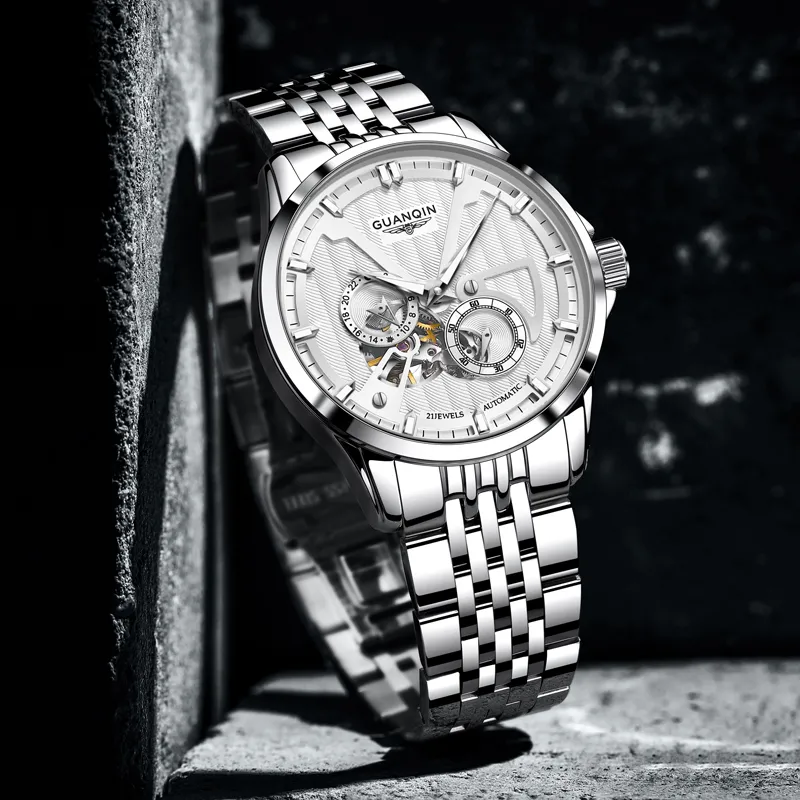 GUANQIN Super Player Collection Automatic Mechanical Movement Stainless Steel Watchband Watch Men's Watches Black Dial-10