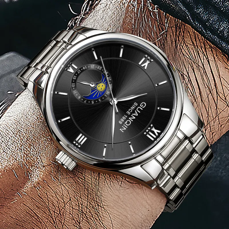 GUANQIN Master Collection Mechanical Movement Stainless Steel Watchband Watch Men's Watches White Dial-17