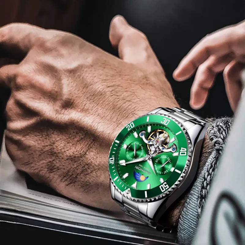 GUANQIN Submariner Collection Automatic Mechanical Movement Stainless Steel Watchband Watch Men's Watches Green Dial-4