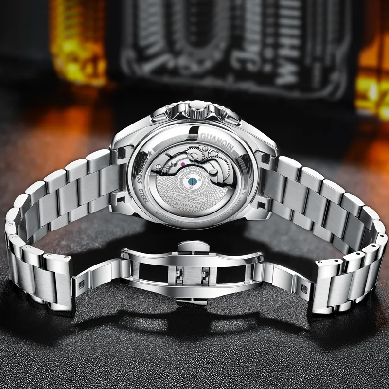 GUANQIN Submariner Collection Automatic Mechanical Movement Stainless Steel Watchband Watch Men's Watches Green Dial-14