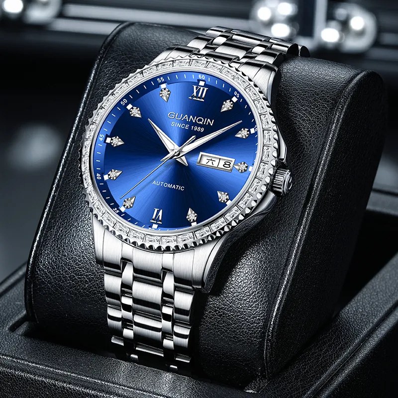 GUANQIN Automatic Mechanical Movement Stainless Steel Watchband Watch Men's Watches Black Dial-21