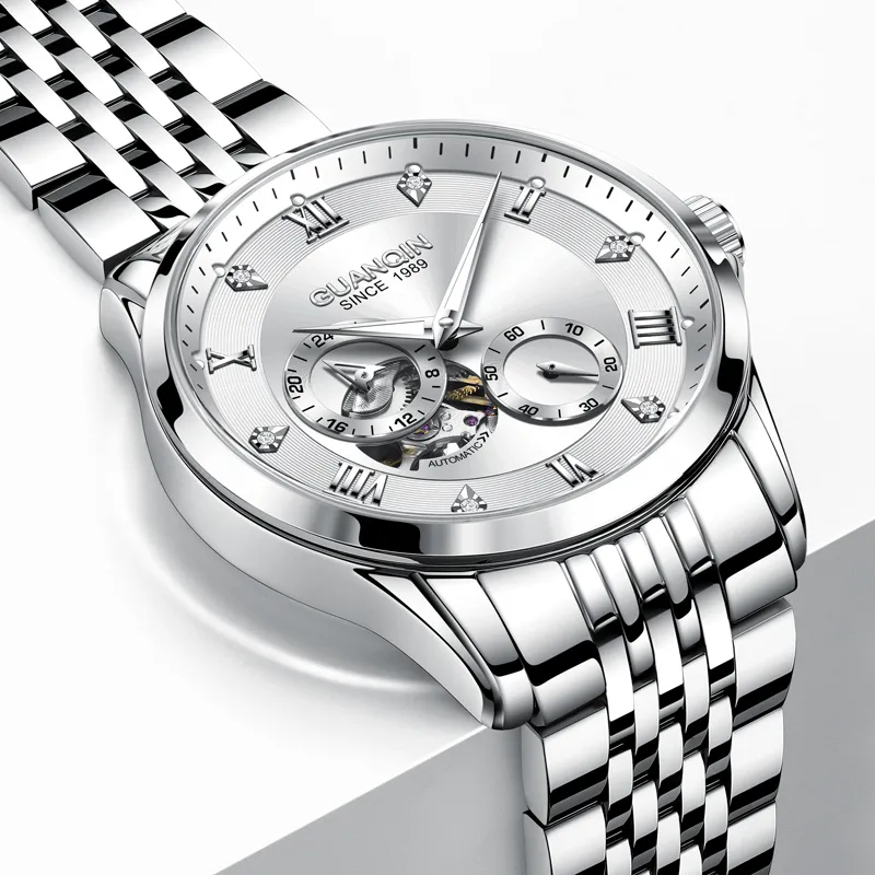 GUANQIN Super Player Collection Mechanical Movement Steel Strap Watch Men's Watches White Dial-1