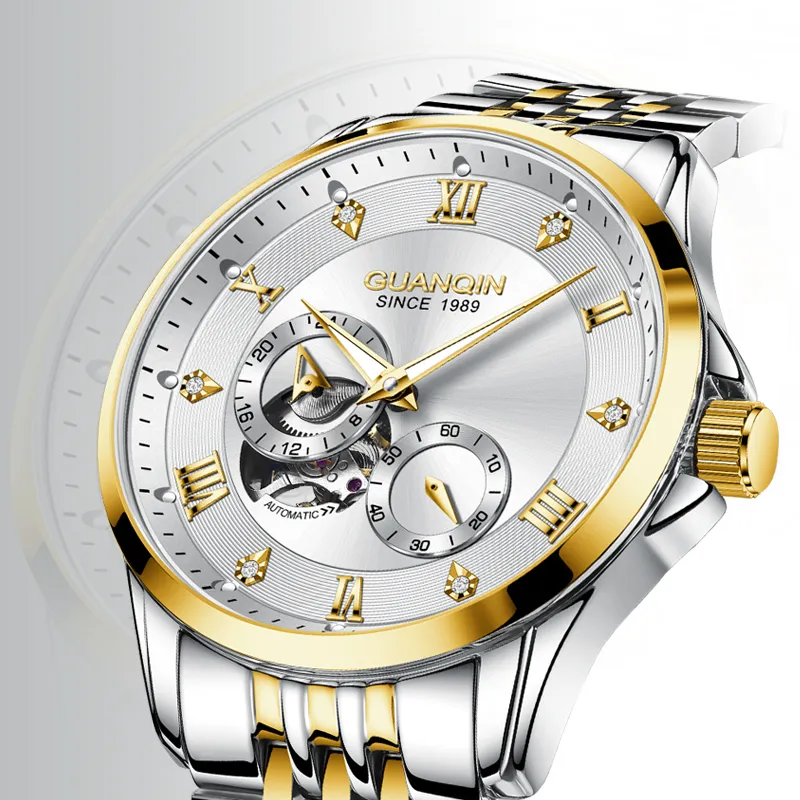GUANQIN Super Player Collection Mechanical Movement Steel Strap Watch Men's Watches White Dial-23