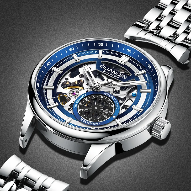 GUANQIN Spacetime Shuttle Automatic Mechanical Movement Stainless Steel Watchband Watch Men's Watches Blue Dial-6