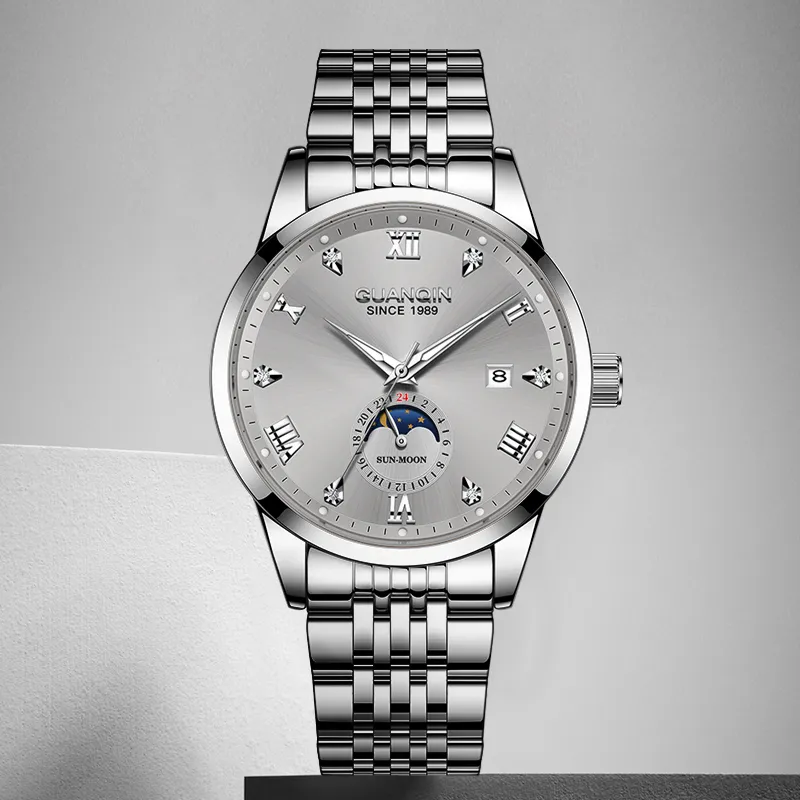GUANQIN Master Collection Automatic Mechanical Movement Stainless Steel Watchband Watch Men's Watches Gray Dial-4