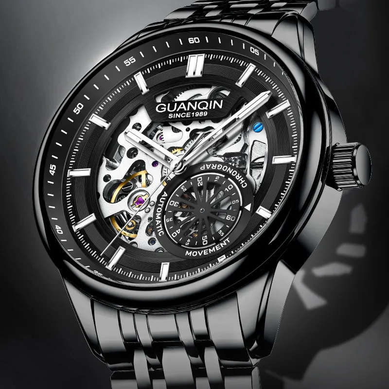 GUANQIN Spacetime Shuttle Automatic Mechanical Movement Stainless Steel Watchband Watch Men's Watches Blue Dial-24