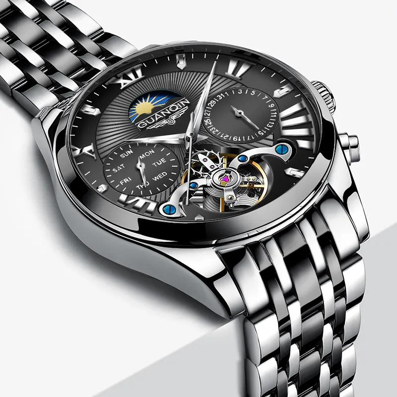 GUANQIN Ruidong Collection Automatic Mechanical Movement Steel Strap Watch Men's Watches White Dial-34