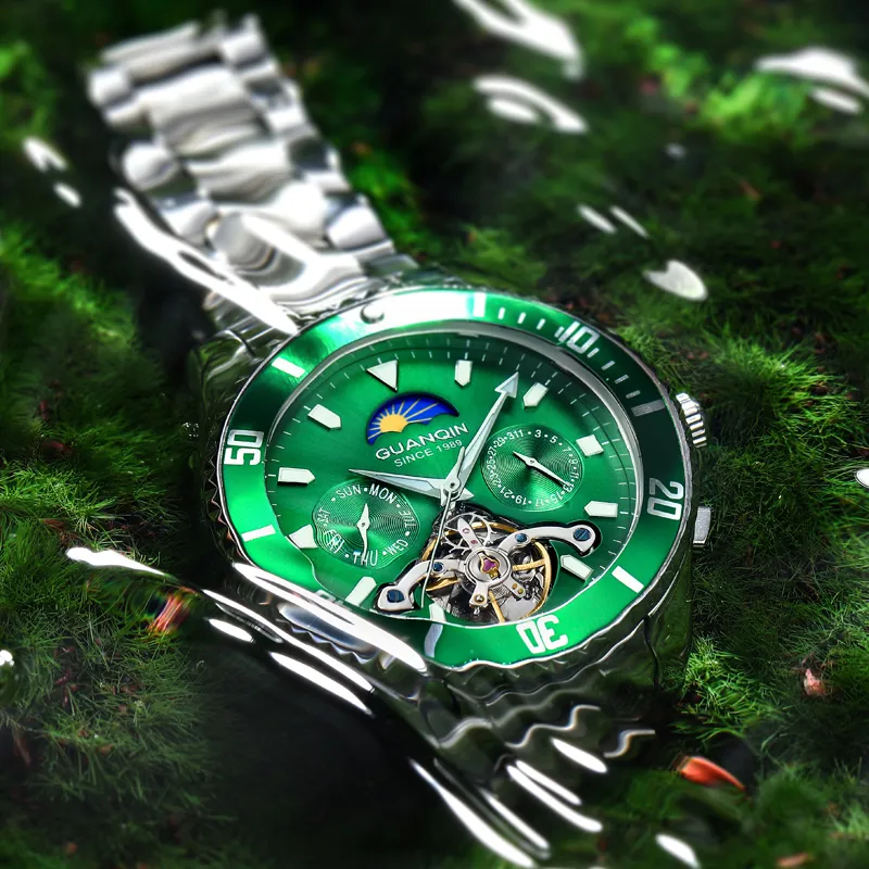 GUANQIN Submariner Collection Automatic Mechanical Movement Stainless Steel Watchband Watch Men's Watches Green Dial-2