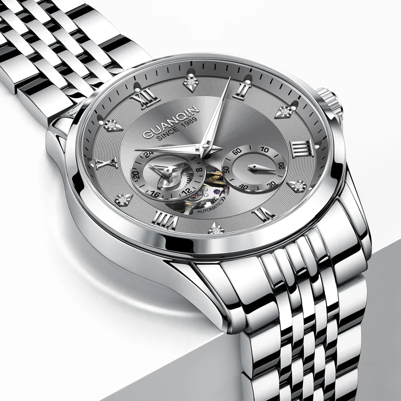 GUANQIN Super Player Collection Mechanical Movement Steel Strap Watch Men's Watches White Dial-13