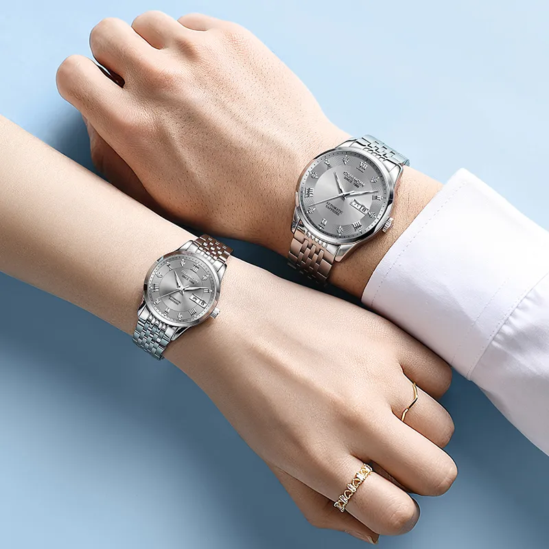 GUANQIN Beloved Collection Automatic Mechanical Movement Stainless Steel Watchband Watch Unisex White Dial-4