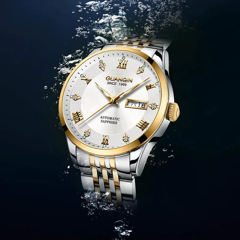 GUANQIN Automatic Mechanical Movement Stainless Steel Strap Watch Men's Watches Gray Dial-19