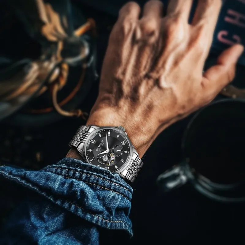 GUANQIN Super Player Collection Mechanical Movement Steel Strap Watch Men's Watches White Dial-10
