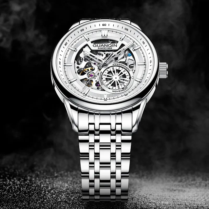 GUANQIN Spacetime Shuttle Automatic Mechanical Movement Stainless Steel Watchband Watch Men's Watches Blue Dial-11