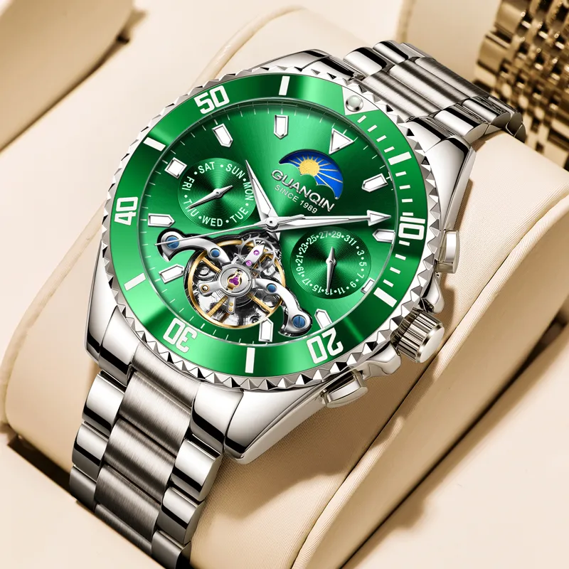 GUANQIN Submariner Collection Automatic Mechanical Movement Stainless Steel Watchband Watch Men's Watches Green Dial-5