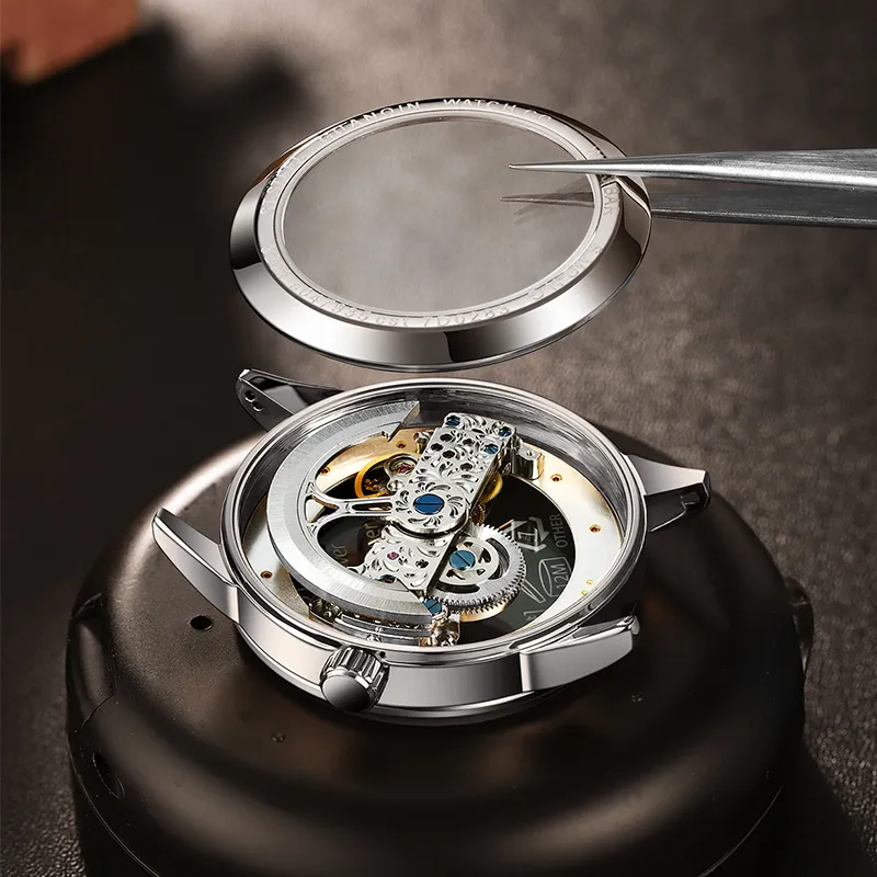 GUANQIN Automatic Mechanical Movement Cow Leather Strap Watch Men's Watches White Dial-17