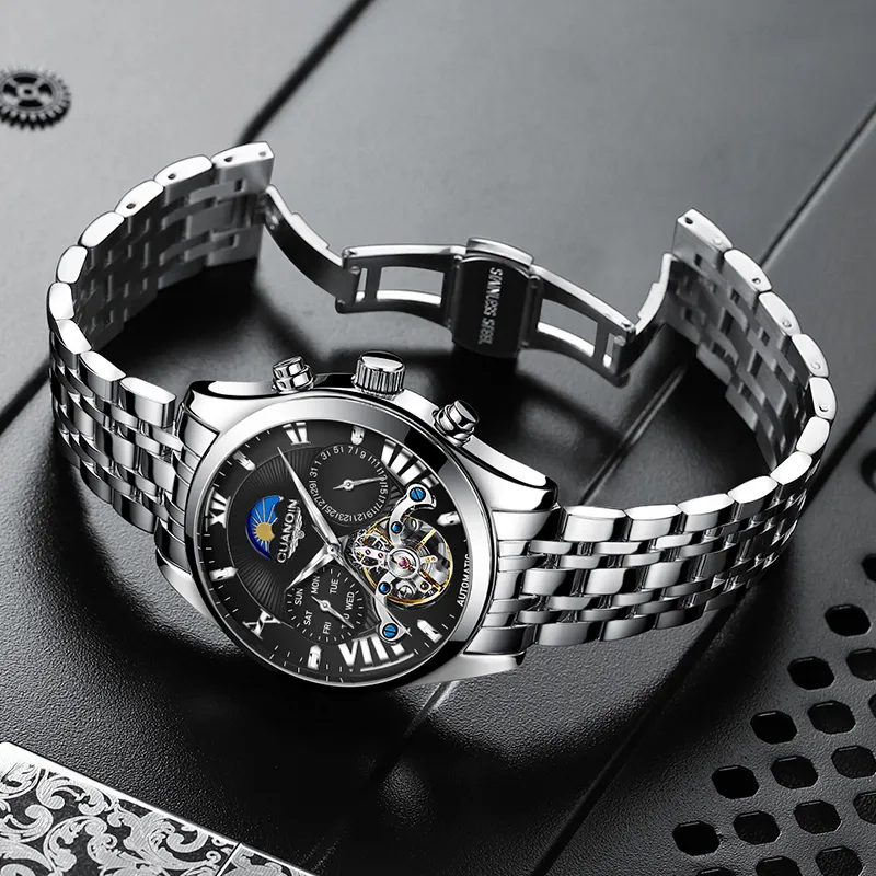 GUANQIN Ruidong Collection Automatic Mechanical Movement Steel Strap Watch Men's Watches White Dial-12