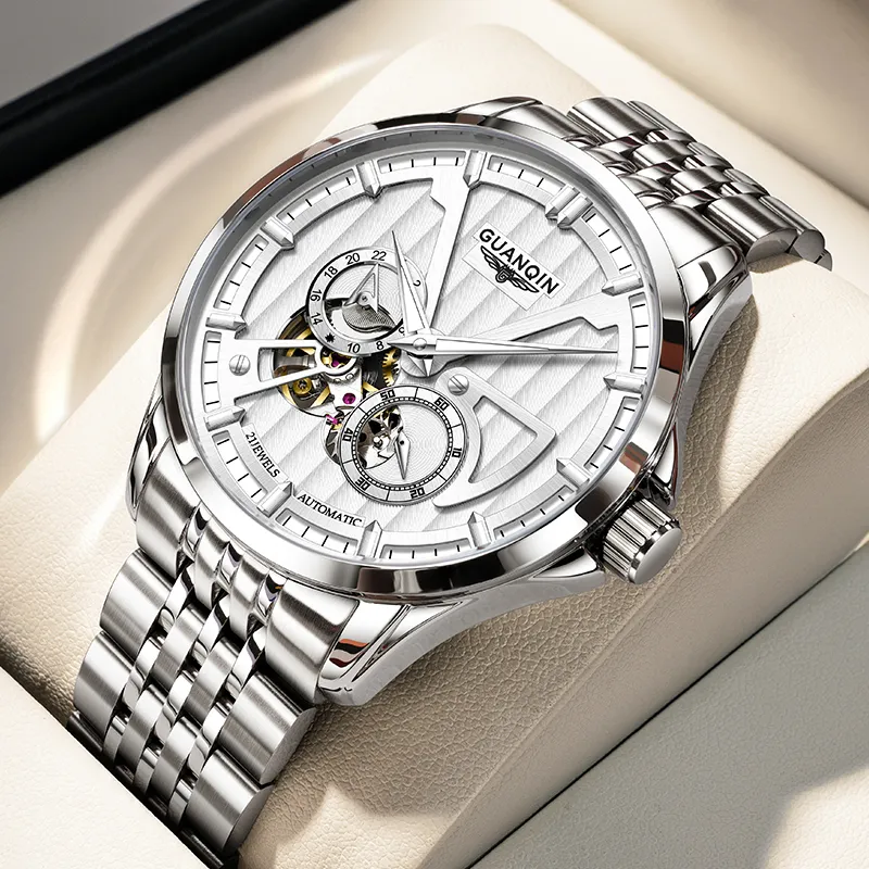 GUANQIN Super Player Collection Automatic Mechanical Movement Stainless Steel Watchband Watch Men's Watches Black Dial-7