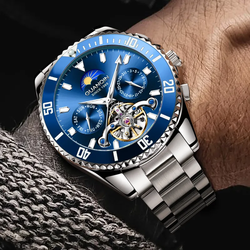 GUANQIN Submariner Collection Automatic Mechanical Movement Stainless Steel Watchband Watch Men's Watches Green Dial-11