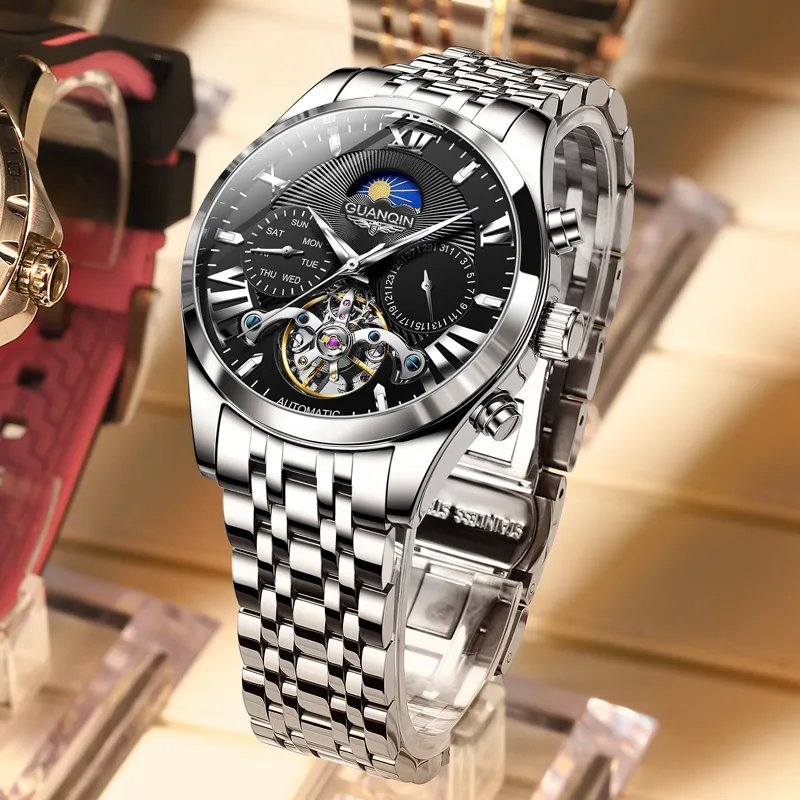 GUANQIN Ruidong Collection Automatic Mechanical Movement Steel Strap Watch Men's Watches White Dial-15