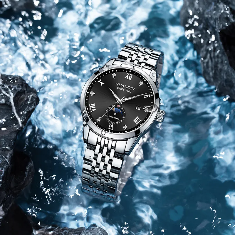 GUANQIN Master Collection Automatic Mechanical Movement Stainless Steel Watchband Watch Men's Watches Gray Dial-16
