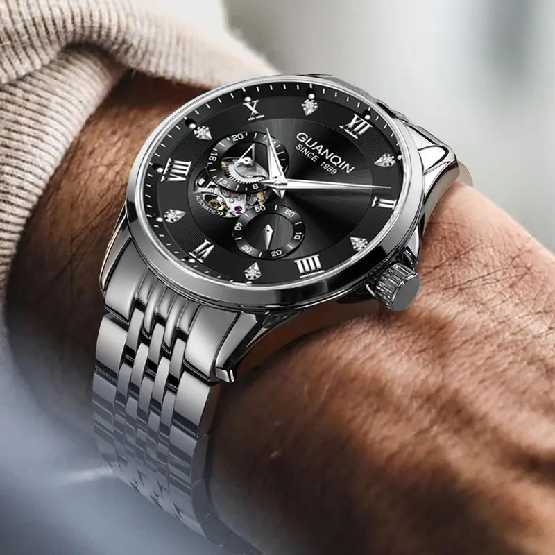 GUANQIN Super Player Collection Mechanical Movement Steel Strap Watch Men's Watches White Dial-9