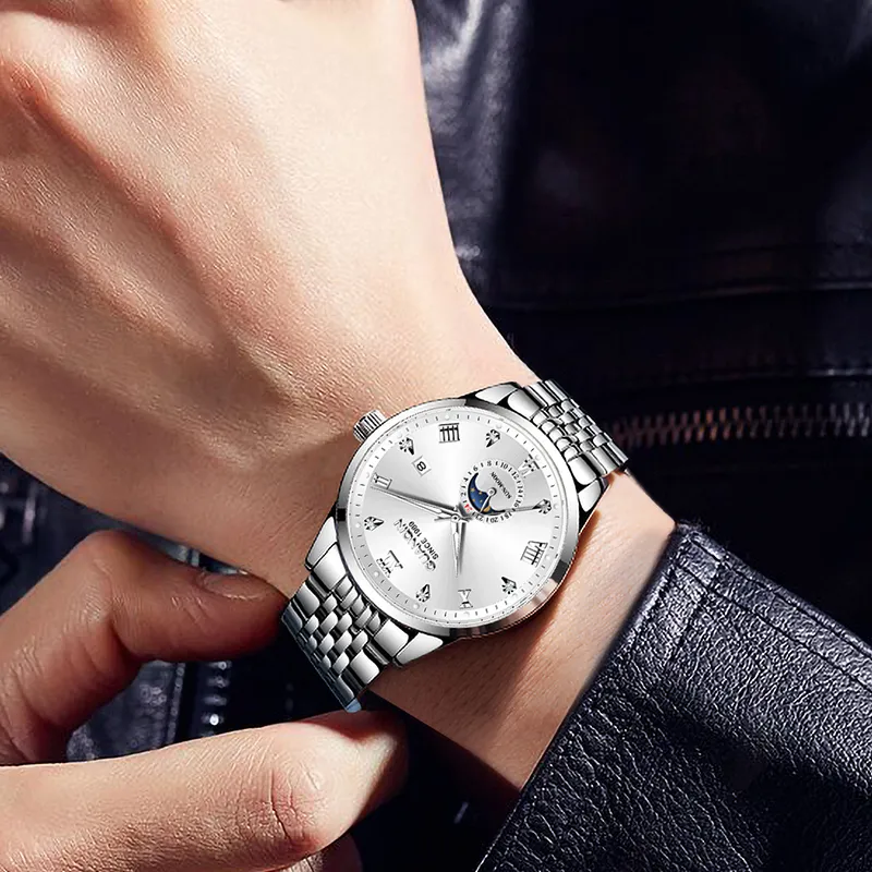 GUANQIN Master Collection Automatic Mechanical Movement Stainless Steel Watchband Watch Men's Watches Gray Dial-8