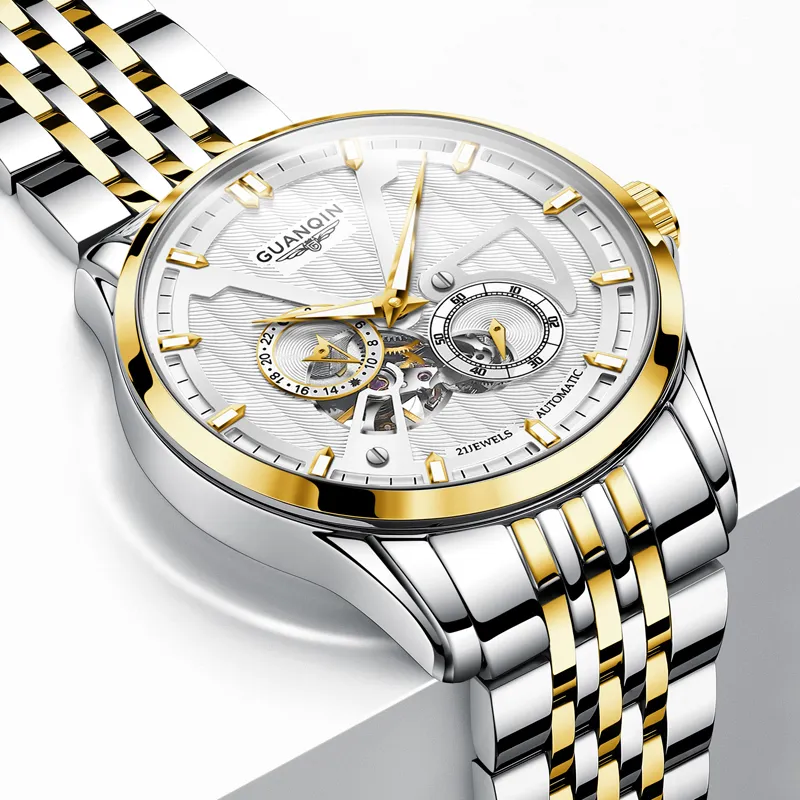 GUANQIN Super Player Collection Automatic Mechanical Movement Stainless Steel Watchband Watch Men's Watches Black Dial-17
