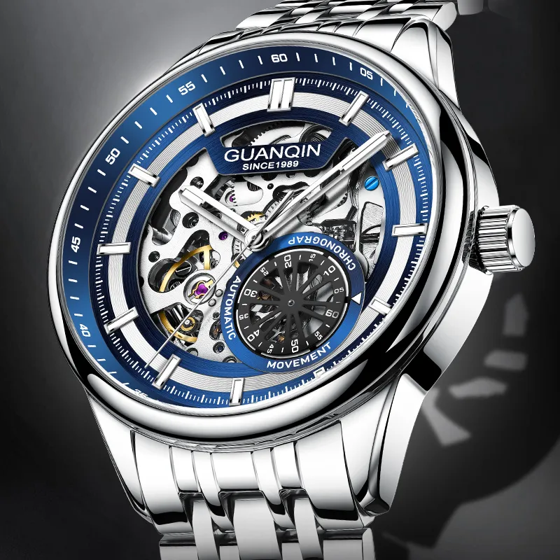 GUANQIN Spacetime Shuttle Automatic Mechanical Movement Stainless Steel Watchband Watch Men's Watches Blue Dial-1