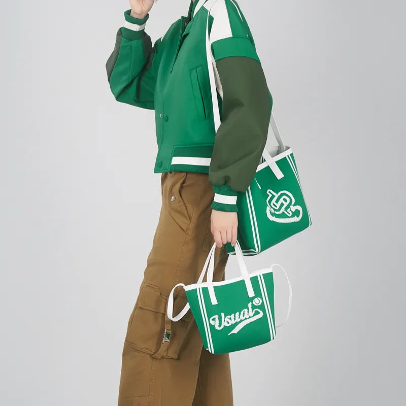 Usual Unusual Polyester Tote Crossbody Bag, Shoulder Bag Regular Unisex Green-1
