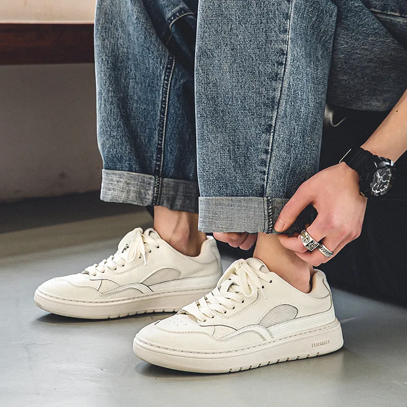 Year By Year Breathable And Wear resistant Low Top Skateboard Shoes Men's White-8