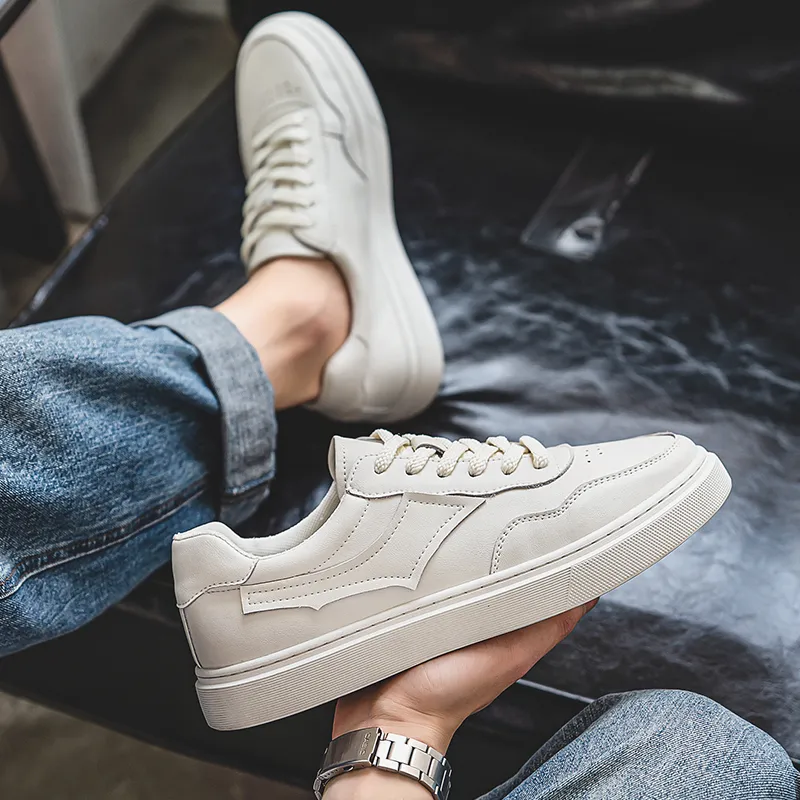 Year By Year Breathable And Wear resistant Low Top Skateboard Shoes Men's White-17