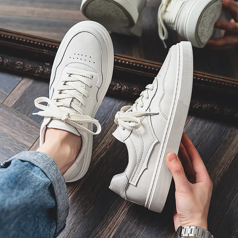 Year By Year Breathable And Wear resistant Low Top Skateboard Shoes Men's White-13