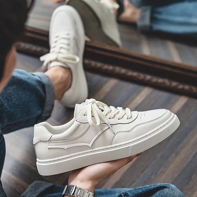 Year By Year Breathable And Wear resistant Low Top Skateboard Shoes Men's White-12