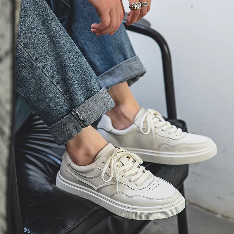 Year By Year Breathable And Wear resistant Low Top Skateboard Shoes Men's White-7