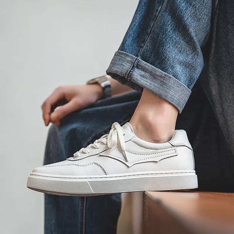 Year By Year Breathable And Wear resistant Low Top Skateboard Shoes Men's White-14