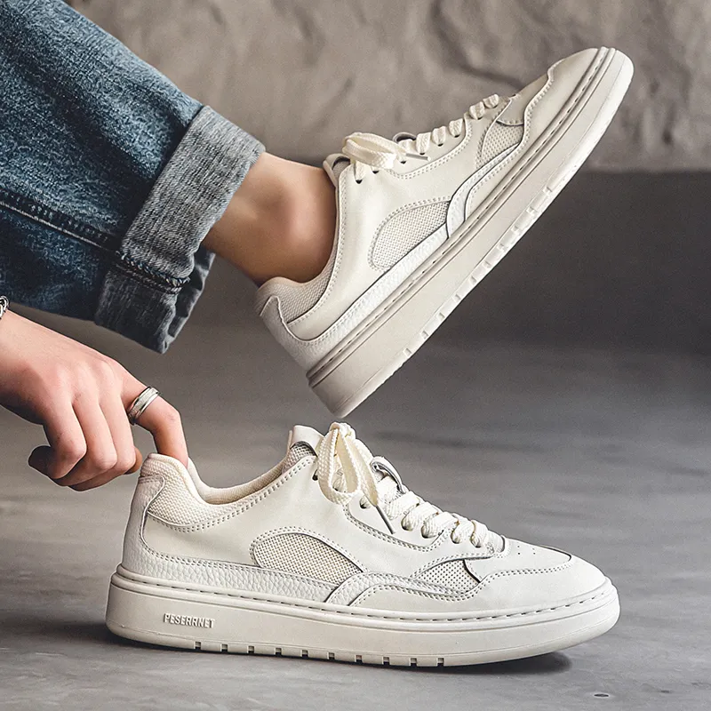 Year By Year Breathable And Wear resistant Low Top Skateboard Shoes Men's White-6