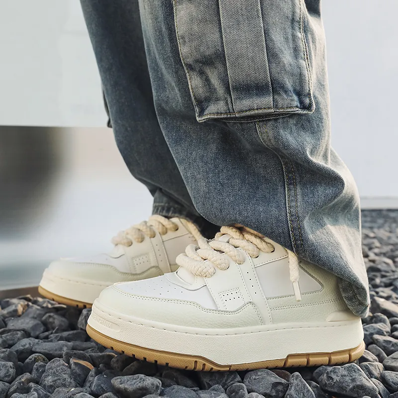 Year By Year Low Top Skateboard Shoes Men's White-8