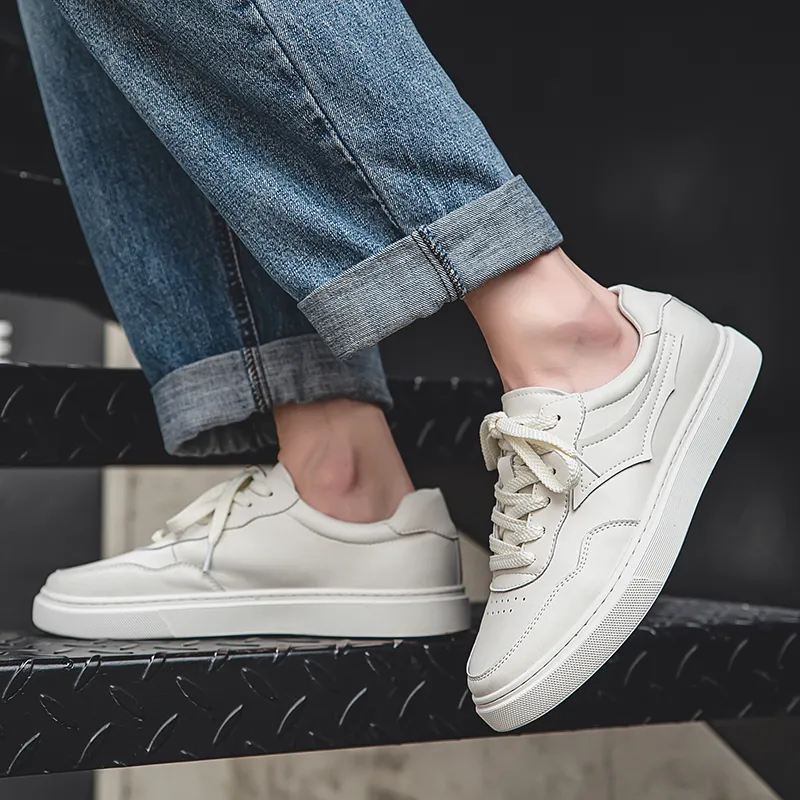 Year By Year Breathable And Wear resistant Low Top Skateboard Shoes Men's White-9