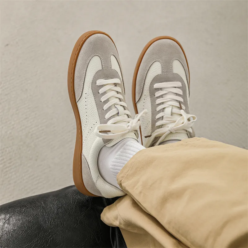 Year By Year Slip Resistant Low Top Skateboard Shoes Men's Beige-2