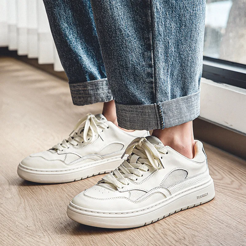 Year By Year Breathable And Wear resistant Low Top Skateboard Shoes Men's White-12