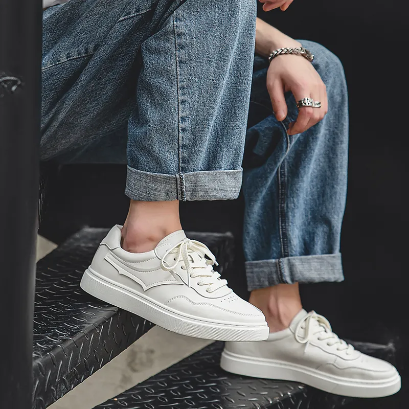 Year By Year Breathable And Wear resistant Low Top Skateboard Shoes Men's White-8