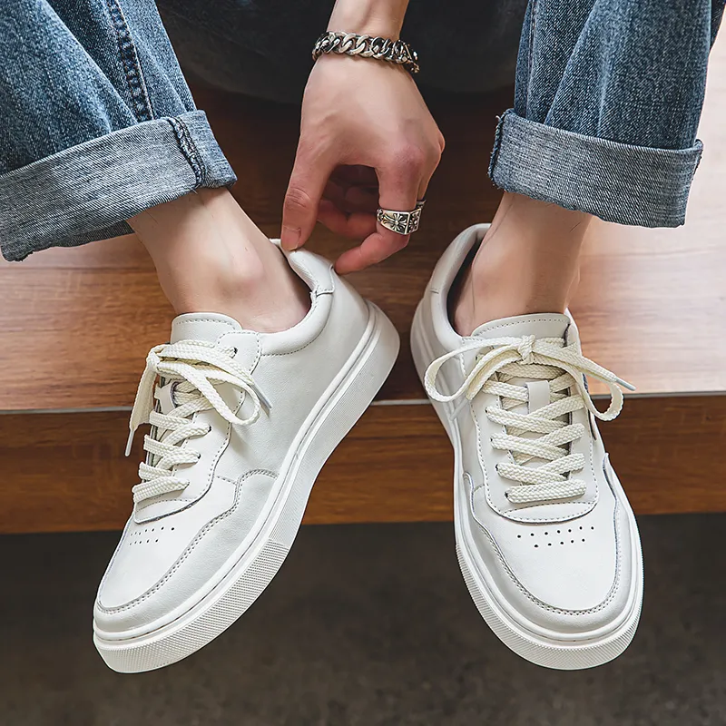 Year By Year Breathable And Wear resistant Low Top Skateboard Shoes Men's White-15