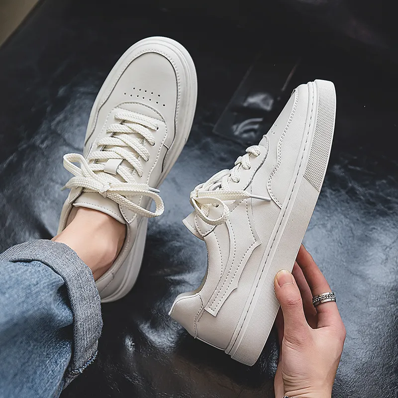 Year By Year Breathable And Wear resistant Low Top Skateboard Shoes Men's White-5