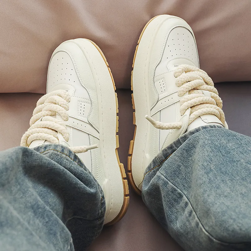 Year By Year Low Top Skateboard Shoes Men's White-7